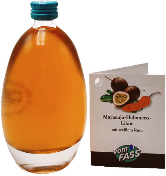 Maracuja-Habanero Likör in Ei-Flasche